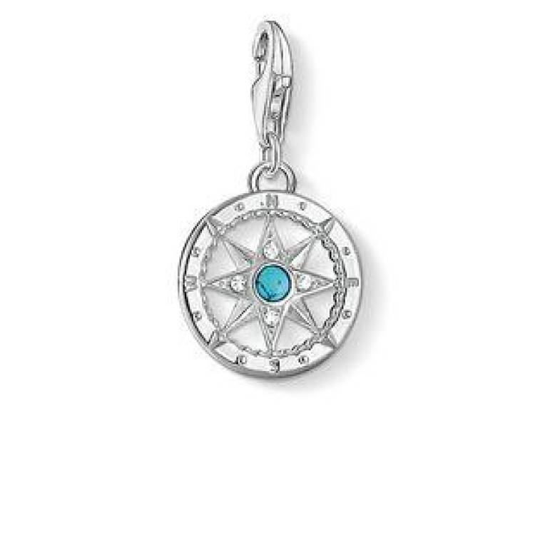 Thomas Sabo Charm Club Sterling Silver Turquoise Compass Charm - Silver