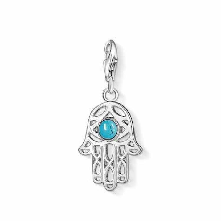 Thomas Sabo Charm Club Sterling Silver Turquoise Hand Of Fatima Charm - Silver