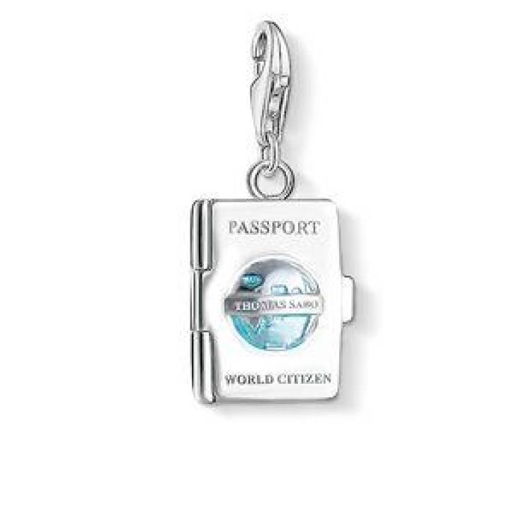 Thomas Sabo Charm Club Sterling Silver Turquoise Passport Charm - Silver