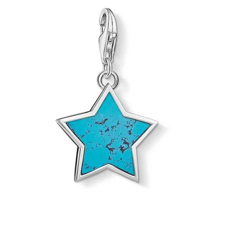 Thomas Sabo Charm Club Sterling Silver Turquoise Star Charm D - Silver