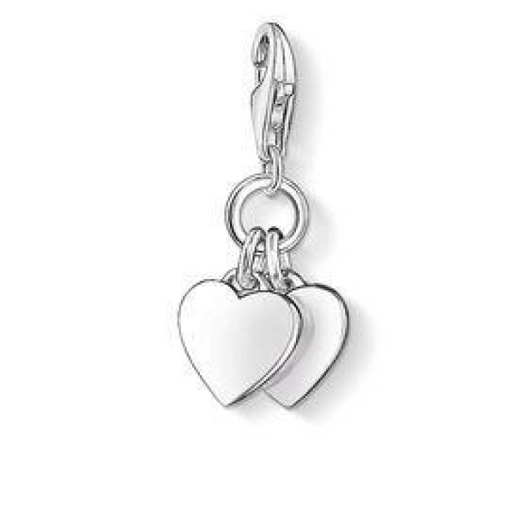 Thomas Sabo Charm Club Sterling Silver Two Heart Charm - Silver