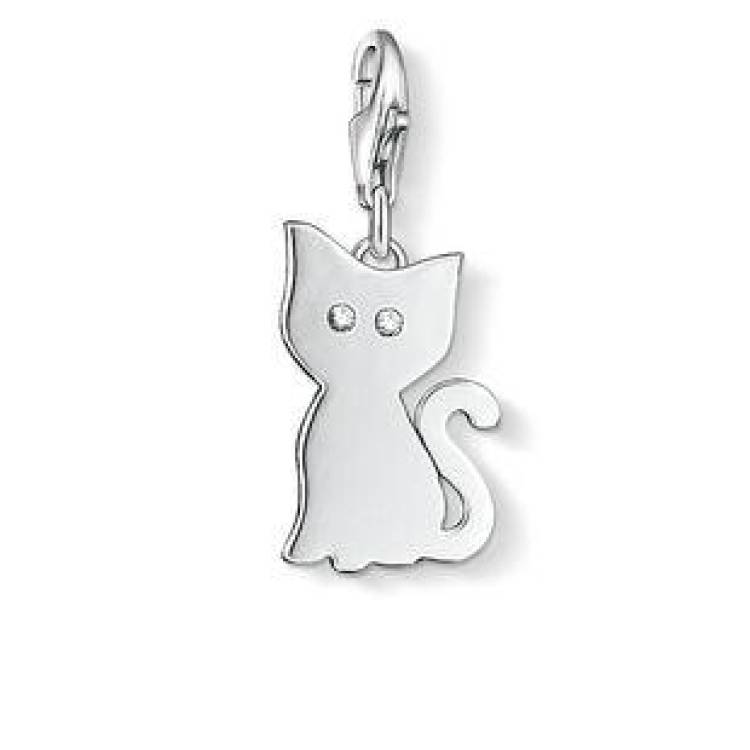 Thomas Sabo Charm Club Sterling Silver White Zirconia Cat Charm