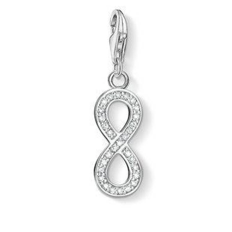 Thomas Sabo Charm Club Sterling Silver White Zirconia Eternity Charm D - Silver