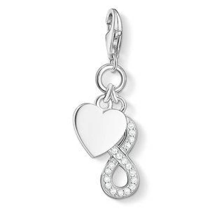 Thomas Sabo Charm Club Sterling Silver Zirconia Infinity and Heart Charm - Silver
