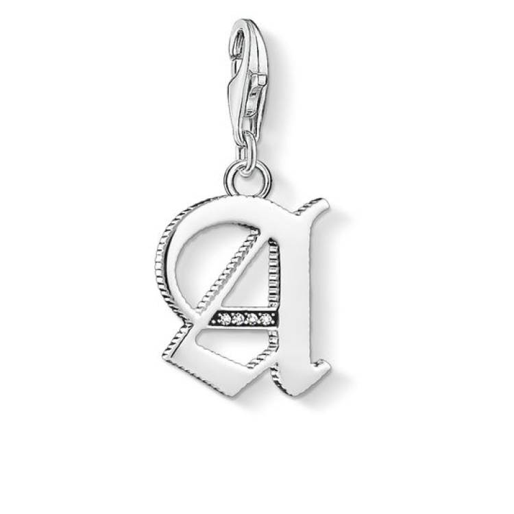 Thomas Sabo Charm Club Sterling Silver White Zirconia Letter A Charm D - Silver