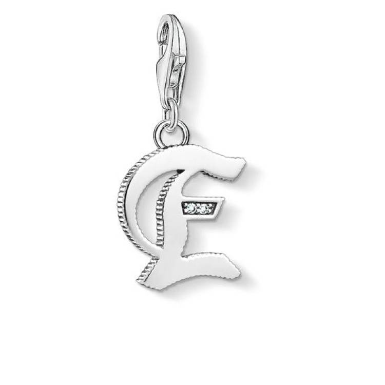 Thomas Sabo Charm Club Sterling Silver White Zirconia Letter E Charm D - Silver