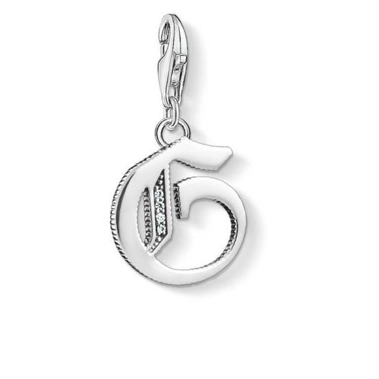 Thomas Sabo Charm Club Sterling Silver White Zirconia Letter G Charm D - Silver