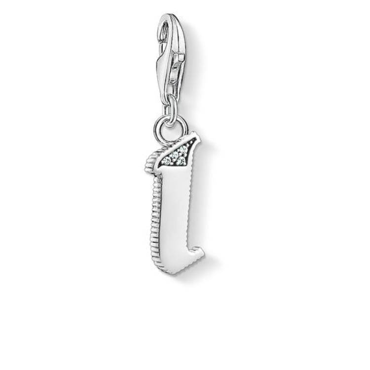 Thomas Sabo Charm Club Sterling Silver White Zirconia Letter I Charm D - Silver