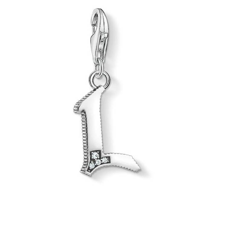 Thomas Sabo Charm Club Sterling Silver White Zirconia Letter L Charm D - Silver