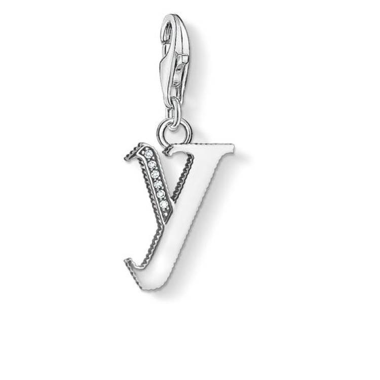 Thomas Sabo Charm Club Sterling Silver White Zirconia Letter Y Charm D - Silver