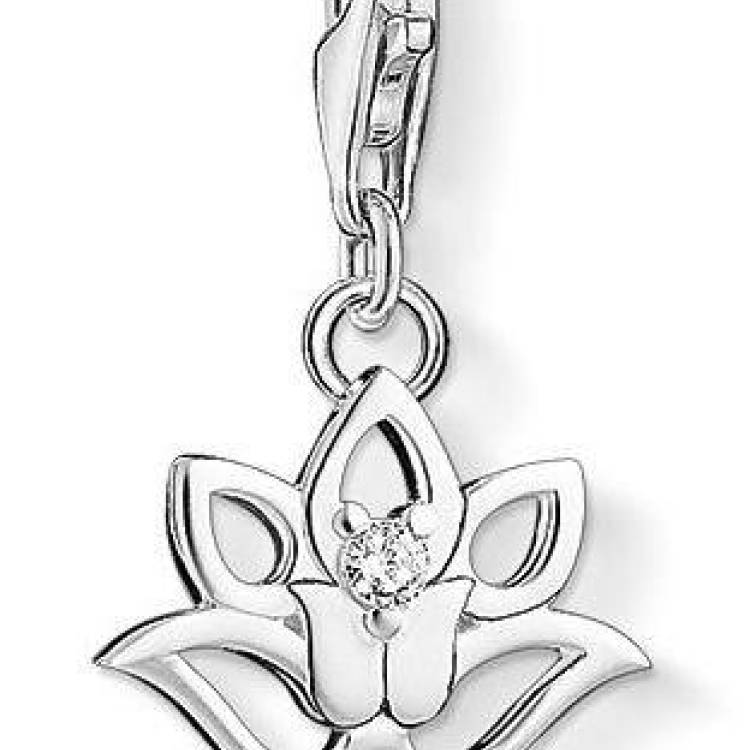 Thomas Sabo Charm Club Sterling Silver Zirconia Lotus Flower Charm - Silver