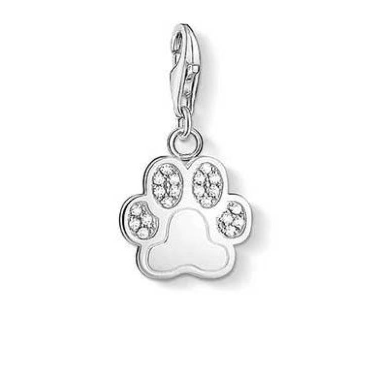 Thomas Sabo Charm Club Sterling Silver Cubic Zirconia Paw Charm - Silver