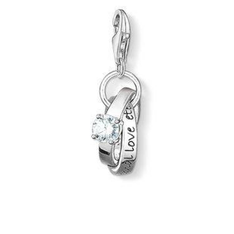 Thomas Sabo Charm Club Sterling Silver Cubic Zirconia Wedding Rings Charm - Silver