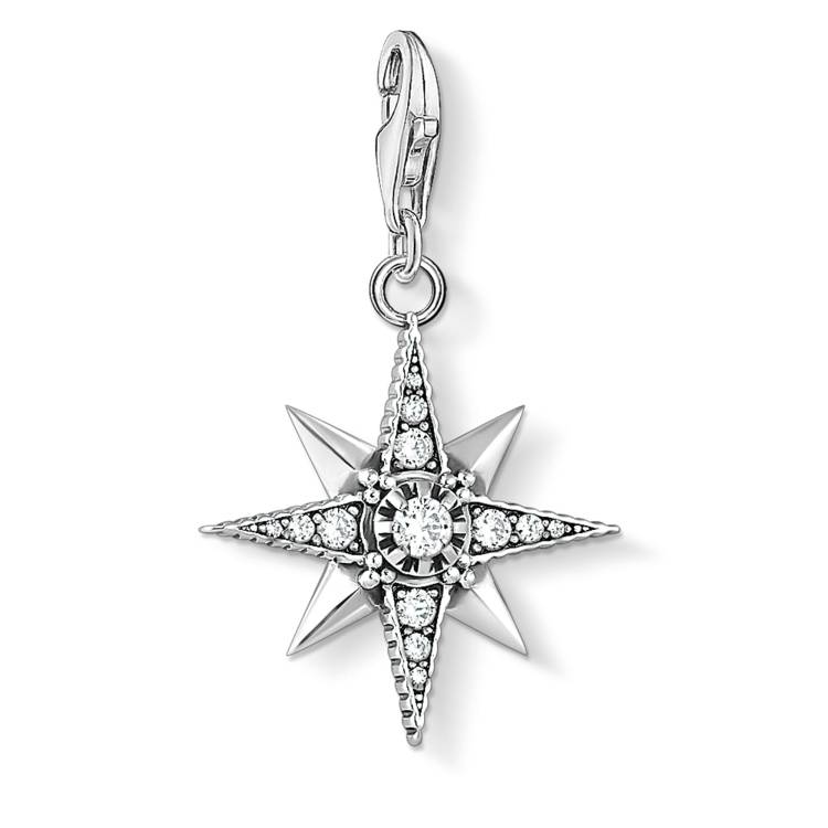 Thomas Sabo Charm Club Sterling Silver Zirconia Royalty Star Charm - Silver