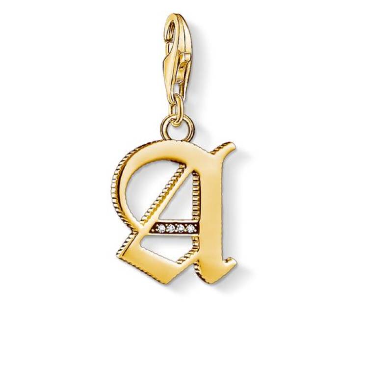Thomas Sabo Charm Club Yellow Gold White Zirconia Letter A Charm D - Yellow Gold