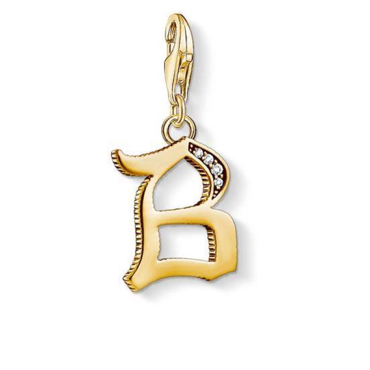 Thomas Sabo Charm Club Yellow Gold White Zirconia Letter B Charm - Yellow Gold
