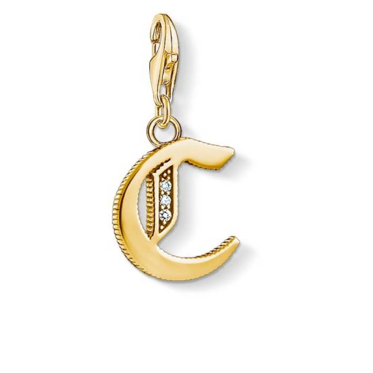 Thomas Sabo Charm Club Yellow Gold White Zirconia Letter C Charm - Yellow Gold