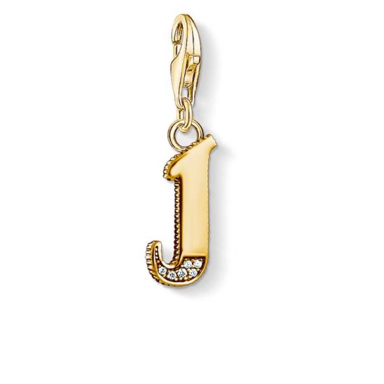 Thomas Sabo Charm Club Yellow Gold White Zirconia Letter J Charm D - Yellow Gold