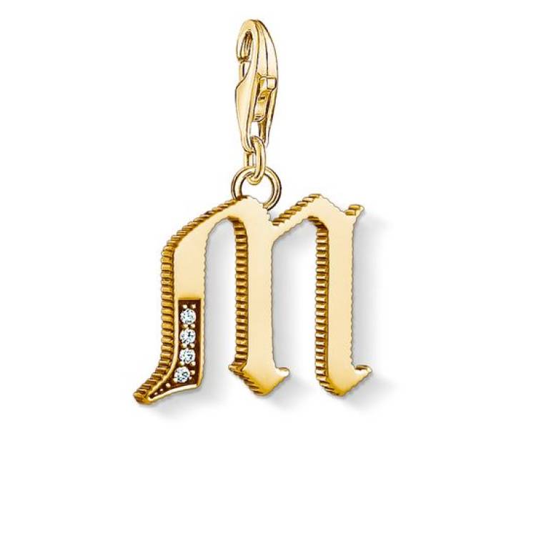 Thomas Sabo Charm Club Yellow Gold White Zirconia Letter M Charm D - Yellow Gold
