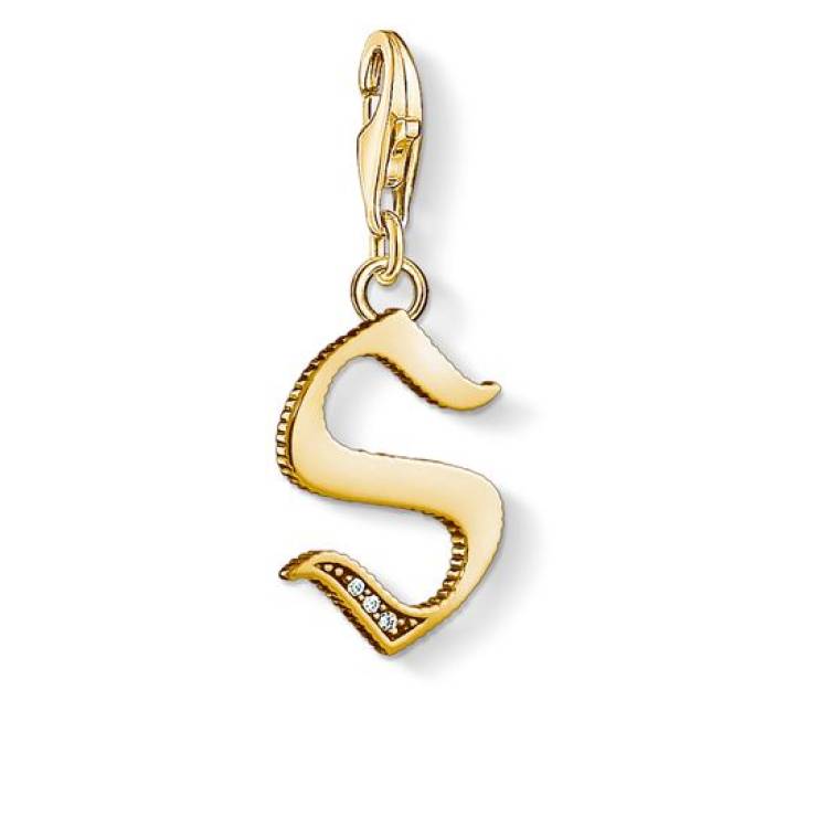 Thomas Sabo Charm Club Yellow Gold White Zirconia Letter S Charm D - Yellow Gold