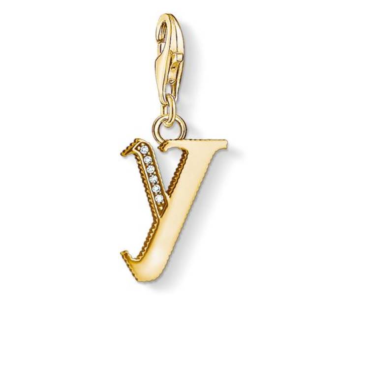 Thomas Sabo Charm Club Yellow Gold White Zirconia Letter Y Charm D - Yellow Gold
