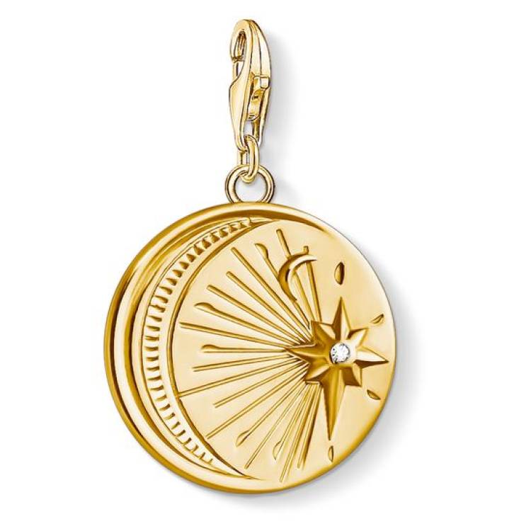 Thomas Sabo Charm Club Yellow Gold Vintage Moon And Star Pendant D - Yellow Gold