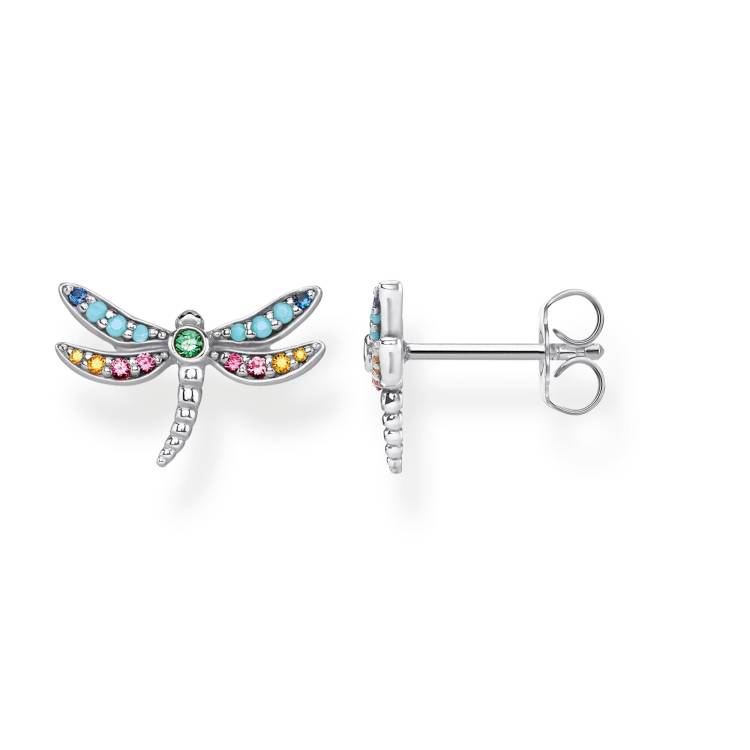 Thomas Sabo Glam And Soul Sterling Silver Coloured Zirconia Dragonfly Earrings - Silver