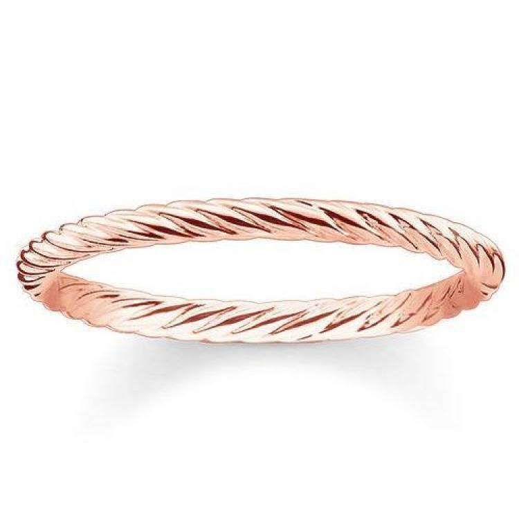 Thomas Sabo Glam And Soul Rose Gold Plated Silver Cord Look Ring D - 52