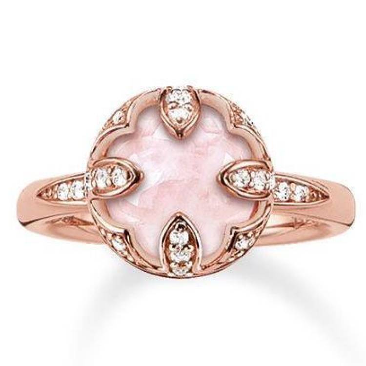 Thomas Sabo Glam And Soul Rose Gold Rose Quartz Pink Lotus Ring D - 56