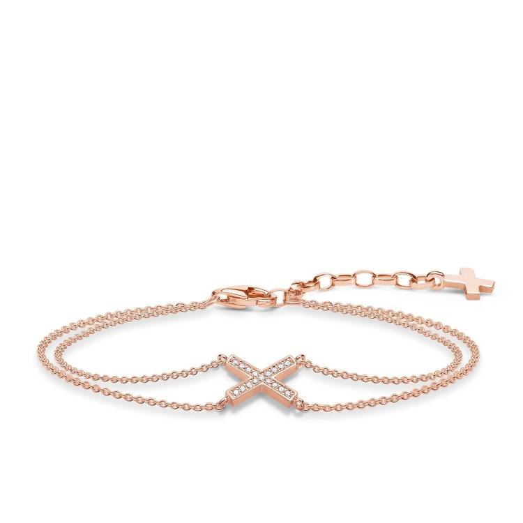 Thomas Sabo Glam And Soul Rose Gold White Zirconia Bracelet D - Silver