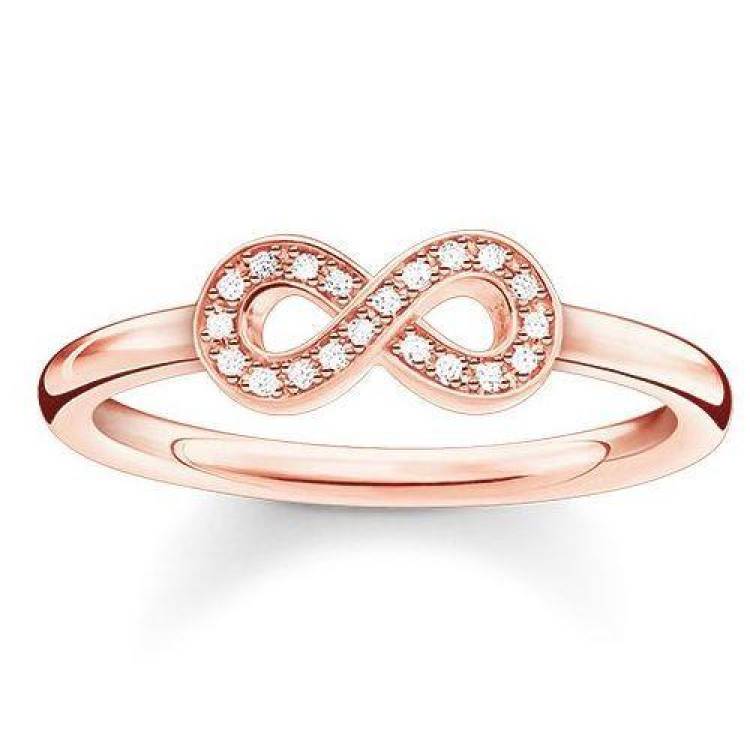 Thomas Sabo Glam And Soul Rose Gold White Zirconia Diamond Infinity Ring D - 52