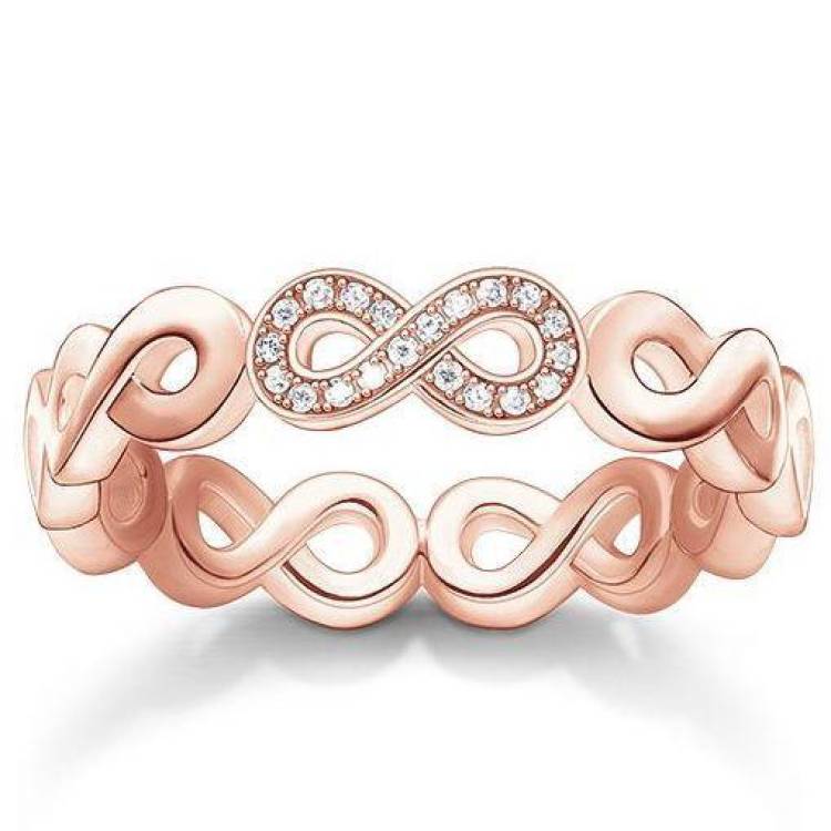 Thomas Sabo Glam And Soul Rose Gold White Zirconia Diamond Infinity Ring D - 54
