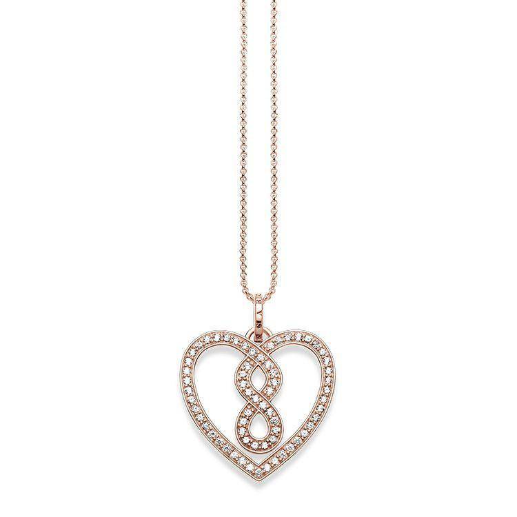 Thomas Sabo Glam And Soul Rose Gold White Zirconia Infinity Heart Necklace D - Silver