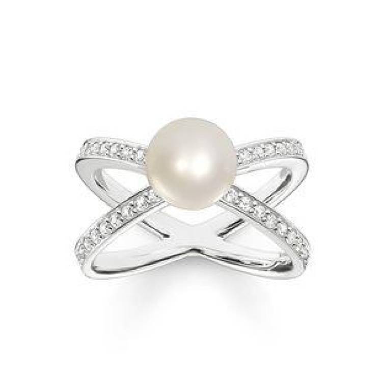 Thomas Sabo Glam And Soul Sterling Silver White Zirconia Freshwater Pearl Ring D - 54