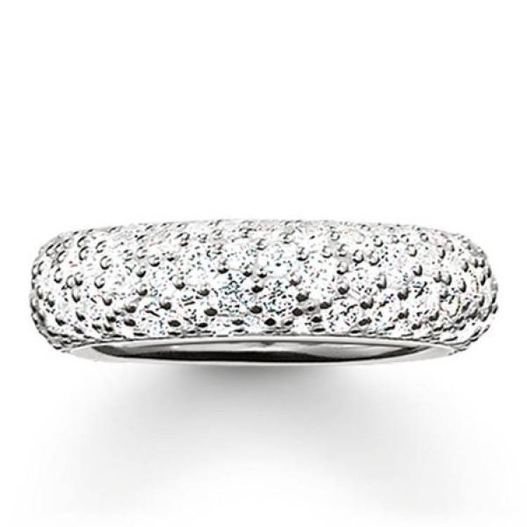 Thomas Sabo Glam And Soul Sterling Silver White Zirconia Crushed Ring D - 54