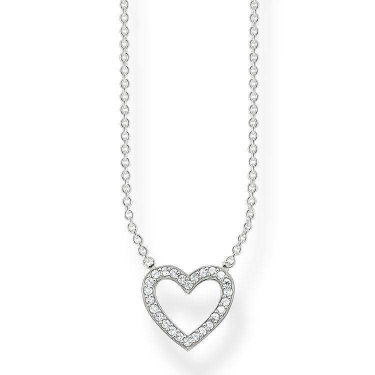 Thomas Sabo Glam And Soul Sterling Silver Zirconia Heart Necklace - Silver