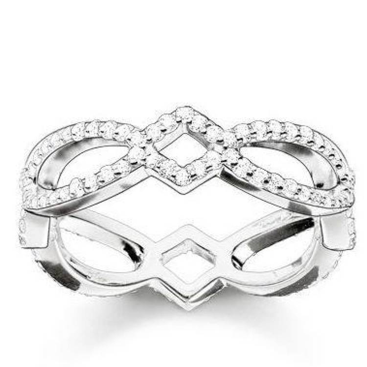 Thomas Sabo Glam And Soul Sterling Silver White Zirconia Love Knot Eternity Ring D - 54