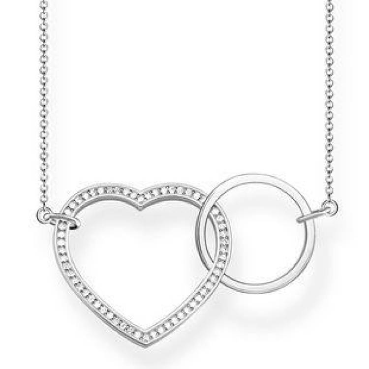 Thomas Sabo Glam And Soul Sterling Silver Zirconia Together Heart Large Necklace D - Silver