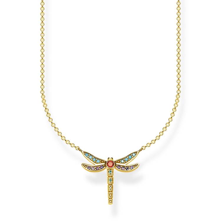 Thomas Sabo Glam And Soul Yellow Gold Plated Silver Small Dragonfly Necklace