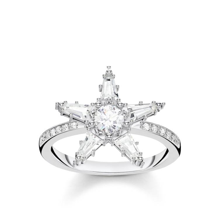 Thomas Sabo Glam & Soul Sterling Silver CZ Large Magic Stars Ring D - 56
