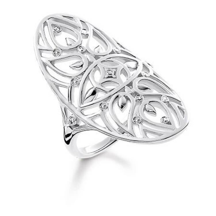 Thomas Sabo Glam And Soul Sterling Diamond Ornament Ring D - 54