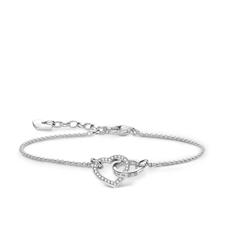 Thomas Sabo Glam And Soul Sterling Silver Zirconia Together Forever Heart Bracelet - Silver
