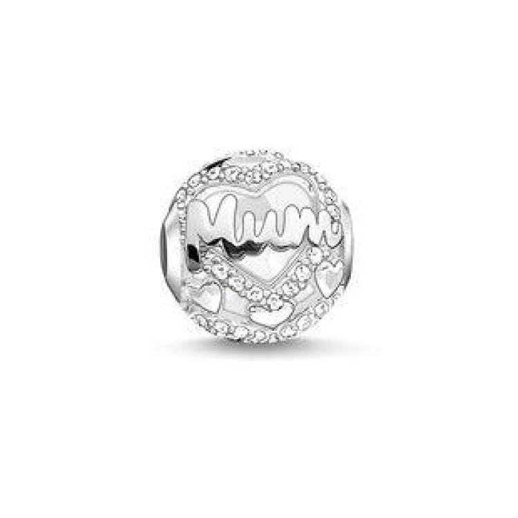 Thomas Sabo Karma Beads Sterling Silver White Zirconia Mum Charm D - Silver