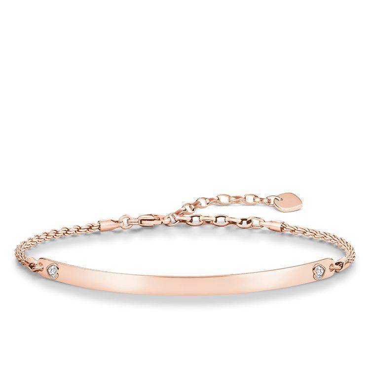 Thomas Sabo Love Bridge Rose Gold White Zirconia Heart Bracelet D - Silver