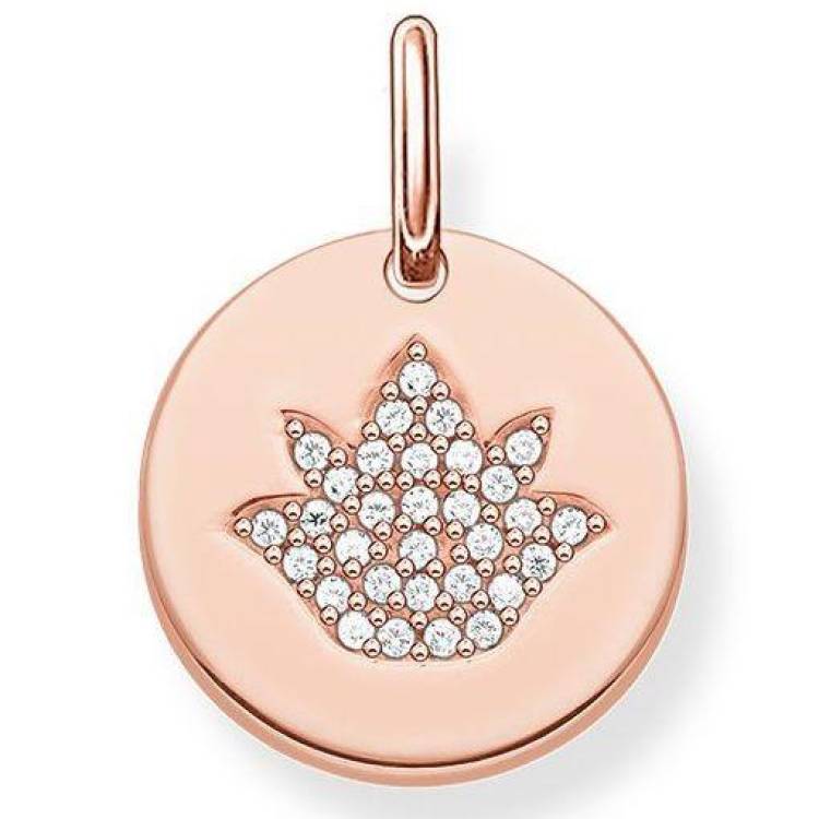Thomas Sabo Love Bridge Rose Gold Lotus Disc Pendant D - Silver