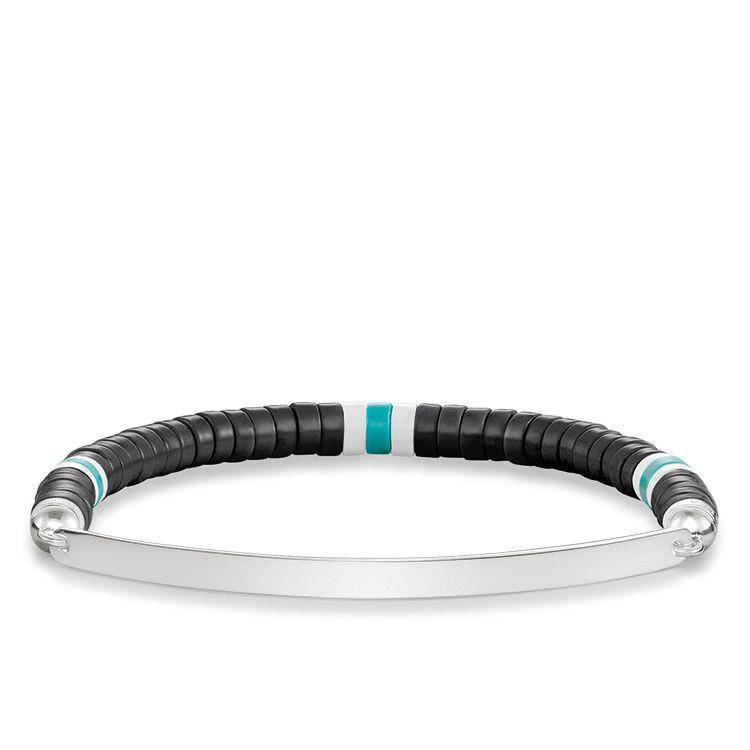 Thomas Sabo Love Bridge Sterling Silver Obsidian White Agate Turquoise Ethno Bracelet 17.5cm D - Silver
