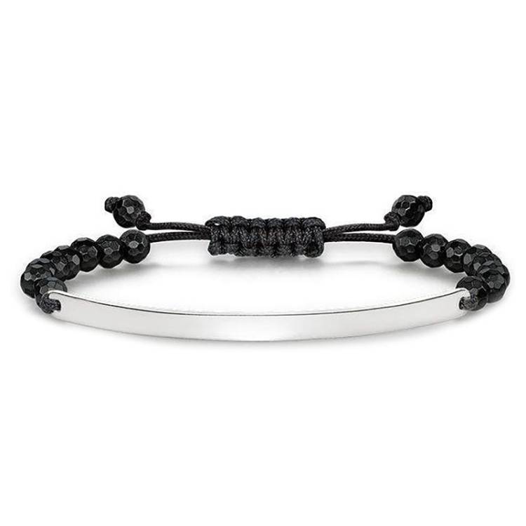 Thomas Sabo Sterling Silver Love Bridge Black Obsidian Bracelet D - Silver