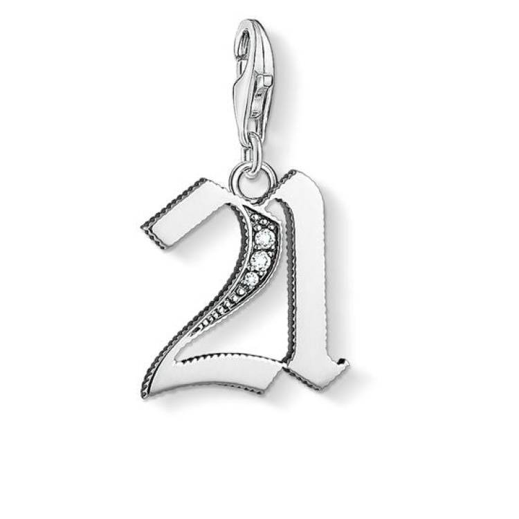 Thomas Sabo Sterling Silver White Zirconia 21 Charm D - Silver