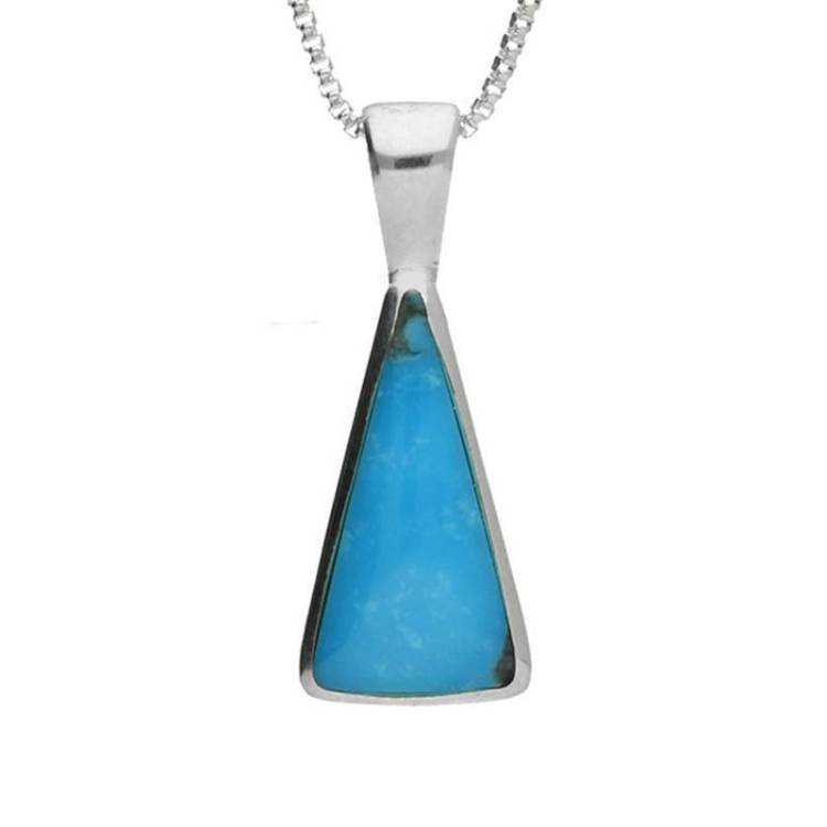 Sterling Silver Turquoise Triangle Necklace - Option1 Value Silver