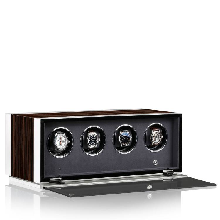 Chronovision Watch Winder Ambiance IV Ebony Silk White Silk - White